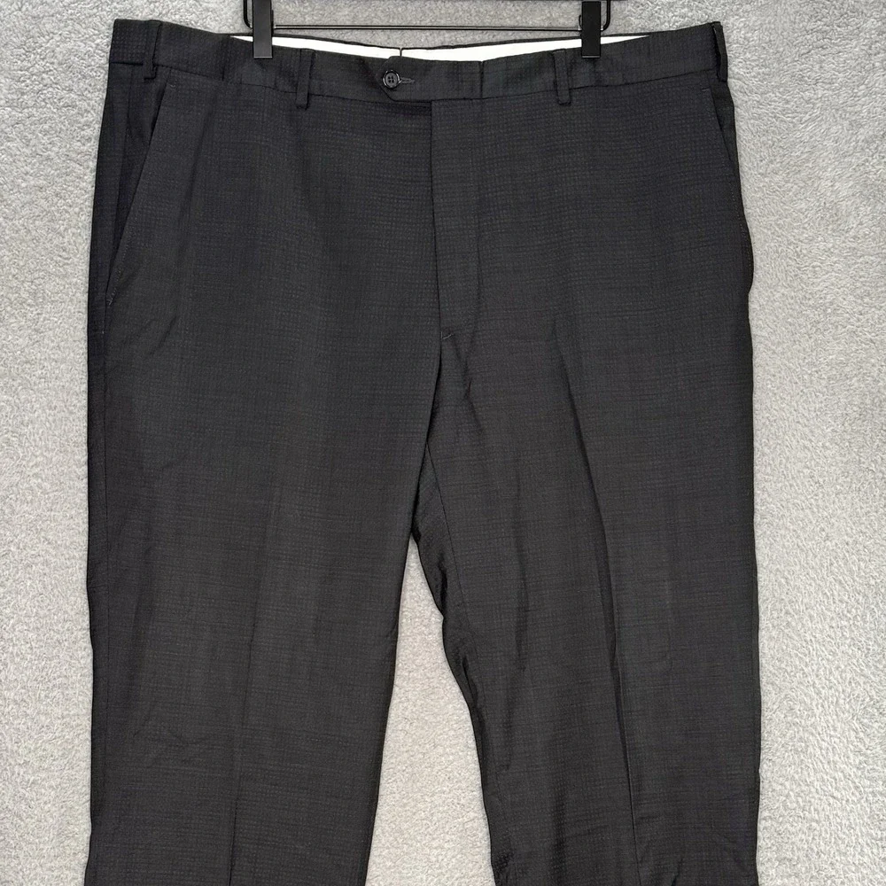 Santorelli 42x30 Romeo Mens Dress Pants 100% Wool Gray Check Italy Made Straight